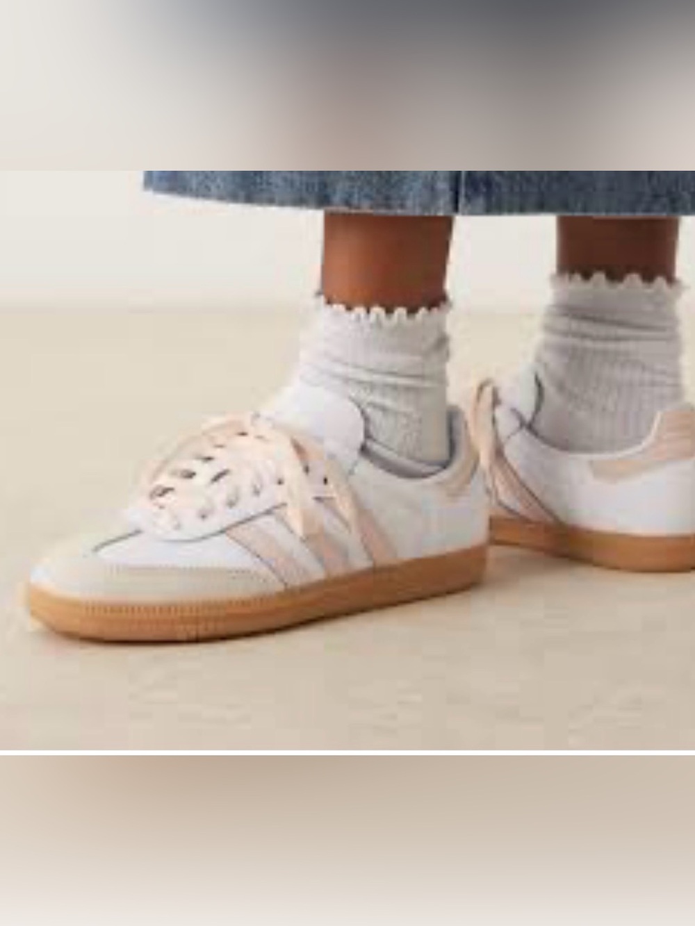 adidas Samba Leather Sneakers in White & Light Pink